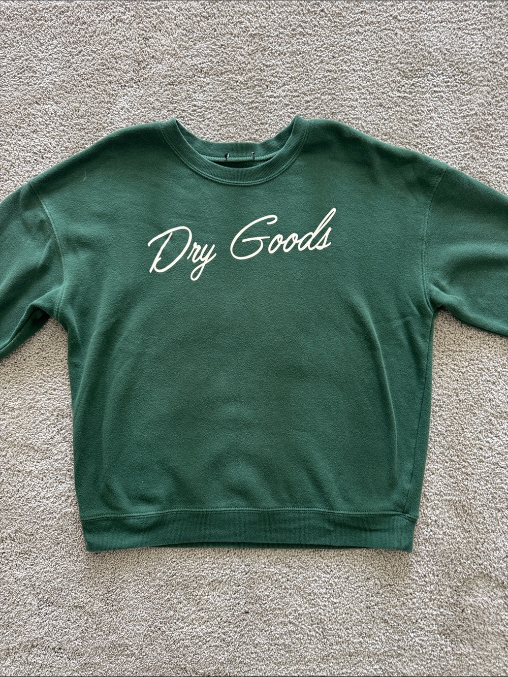Dry Goods Green Pullover with White Script